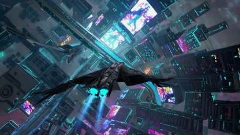 cyberpunk city flight