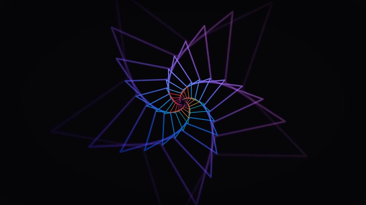 Abstract Rotating Star Shape with Neon Gradient Lines