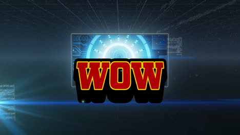 Animation of wow text over scope scanning and data processing