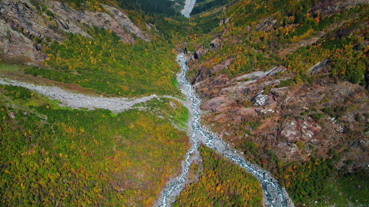 Autumnal Mountain Valley with Winding River