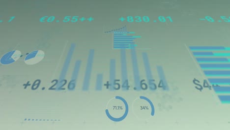 animation of financial data and graphs over green background