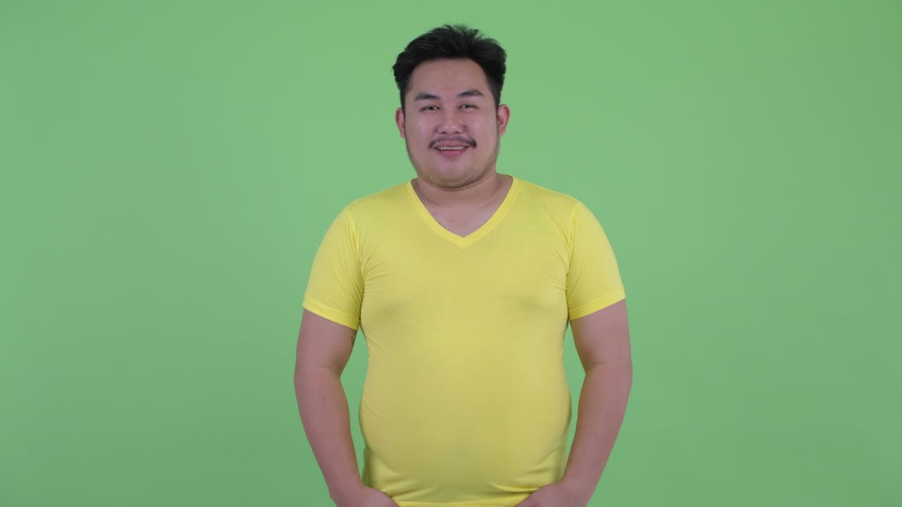 젊은, 잘생긴, 과체중인 아시아 남성