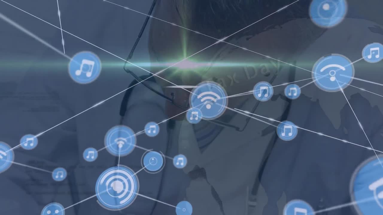 백인 남성 의사 글을 통해 미디어 아이콘의 애니메이션