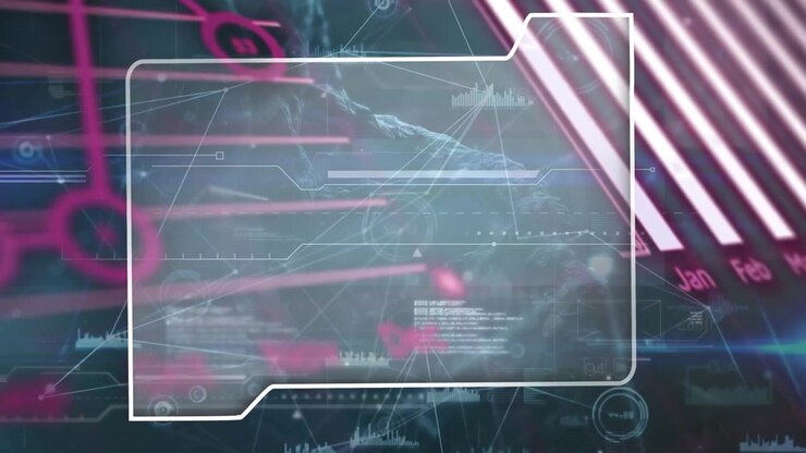 Animasjon av ramme, grafer, diverse data og DNA på svart bakgrunn.