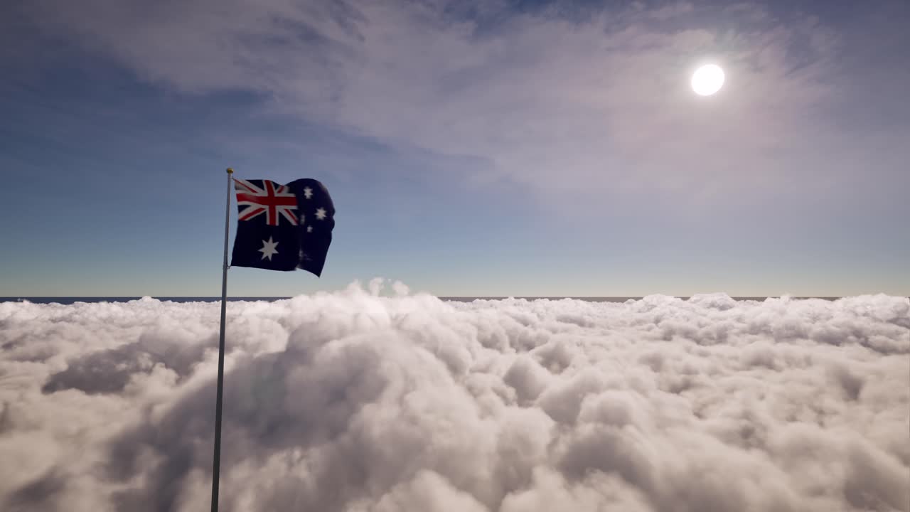 하 구름이 움직이고 오스트레일리아 발이 밝은 빛으로 낮에 흔들리는 3d 애니메이션 정적 카메라