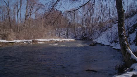 Río-Corriendo-Con-Arroyo-En-Una-Zona-Rural-De-Vilnius-En-El-Bosque