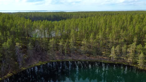 Vista-Aérea-Del-Lago-Y-El-Bosque-En-Finlandia.-Hermosa-Naturaleza-De-Finlandia.