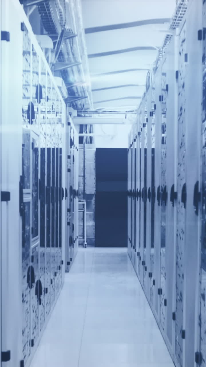 animación del procesamiento de datos científicos en la sala de servidores