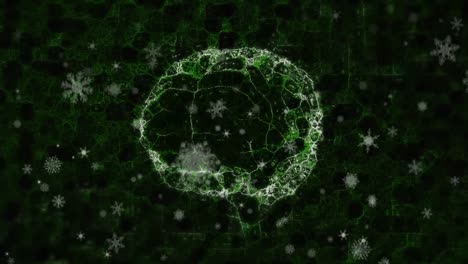 animación del cerebro y la nieve que cae en navidad
