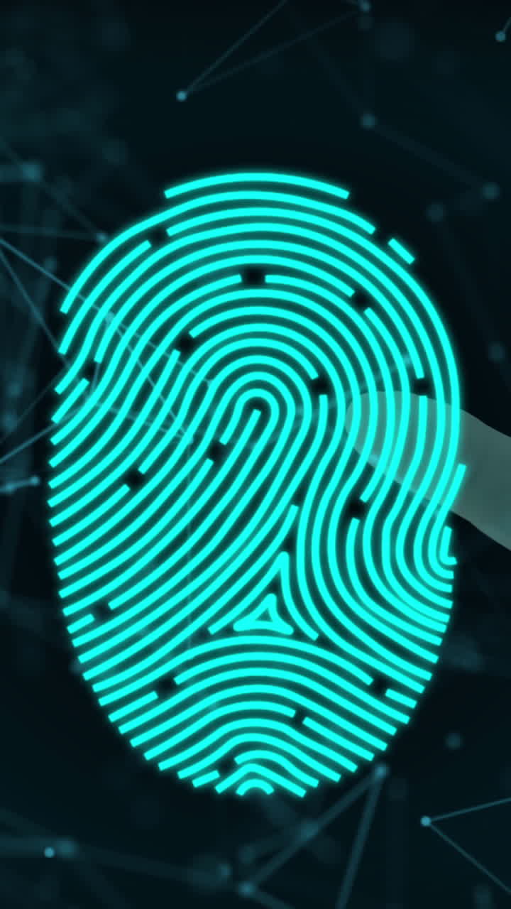animación de candados de seguridad en línea y huellas dactilares biométricas con nuevas conexiones