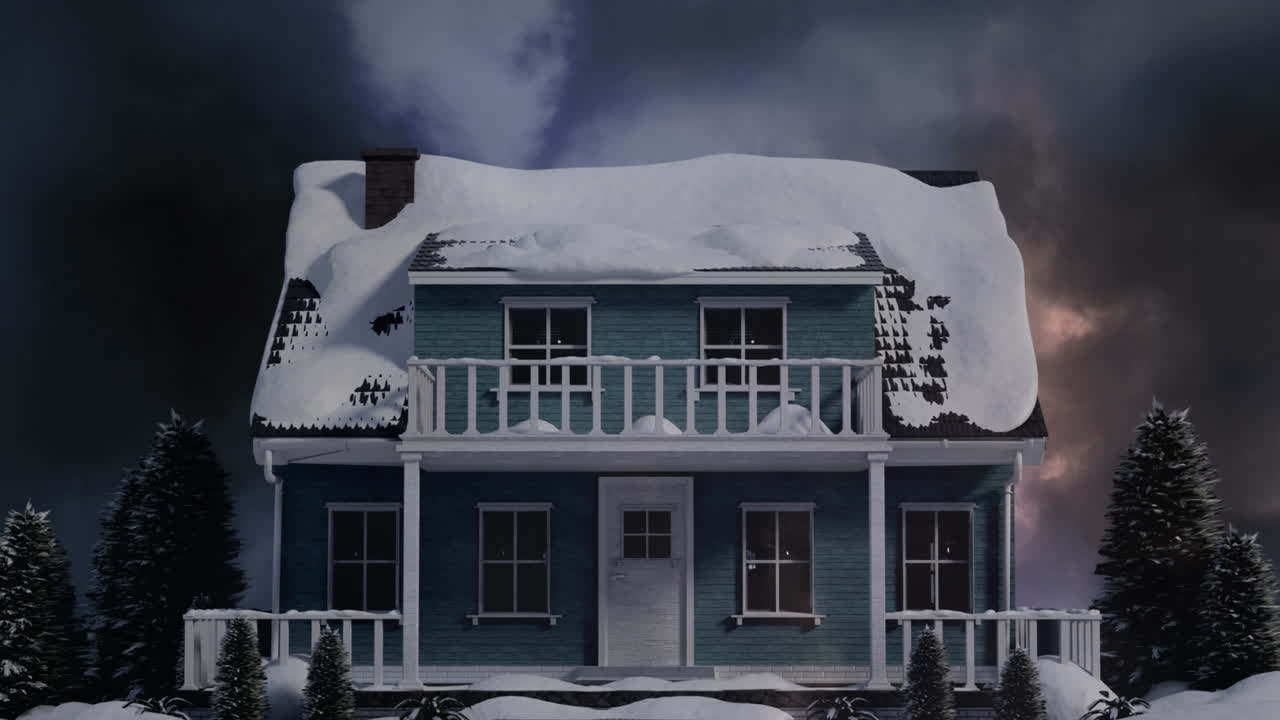 폭풍의 날에 눈 비디오와 함께 집