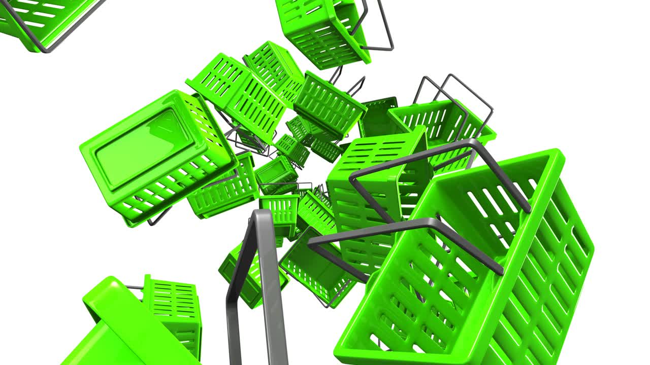 바탕 에 있는 초록색 쇼핑 바구니