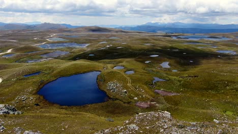 Aerial-View-Of-Lagunas-De-Alto-Peru-At-The-Vast-Uneven-Landscape-In-Sao-Paulo,-Peru