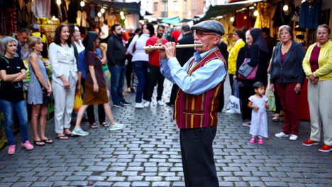 street musician in a market