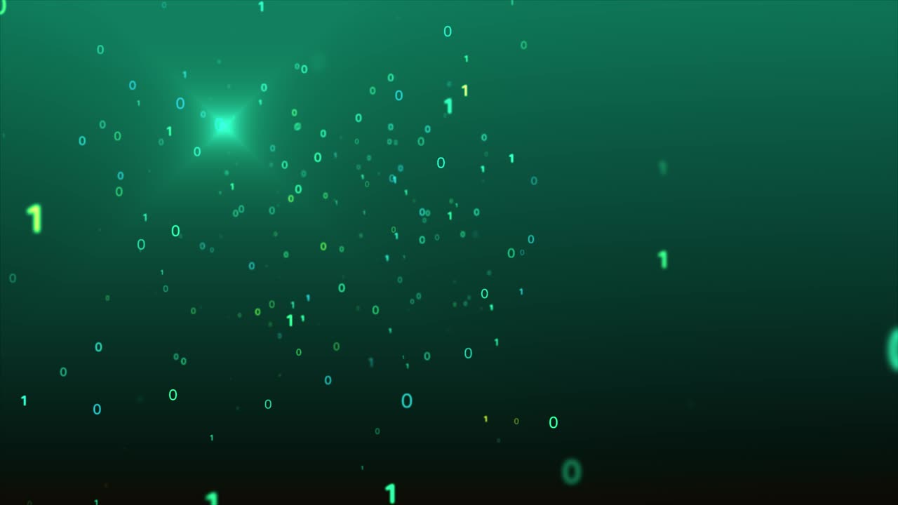 Digital green binary data scan loop background Stok video