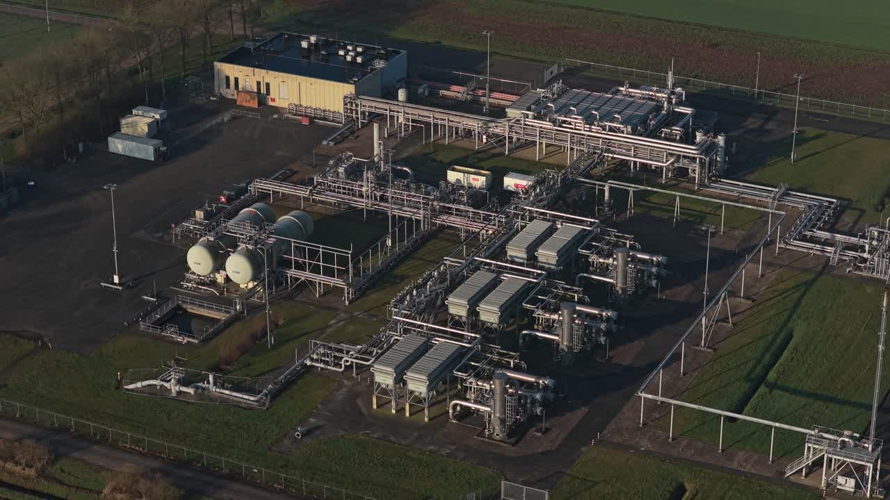 Aerial view of groningen gas field industrial mining facility
