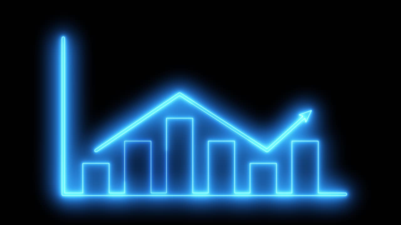 Neon Blue Business Growth Chart