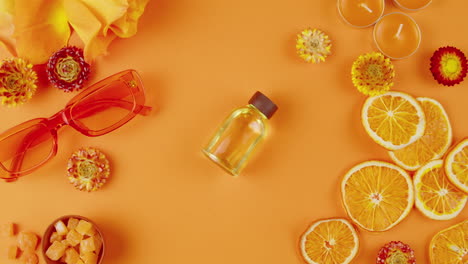 orange-themed aesthetic tabletop display