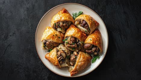 Top-View-of-Delicious-Homemade-Puff-Pastry-with-Mushrooms