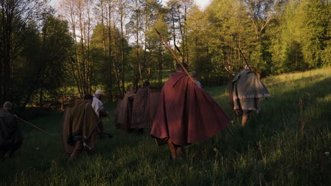medieval warriors in a field
