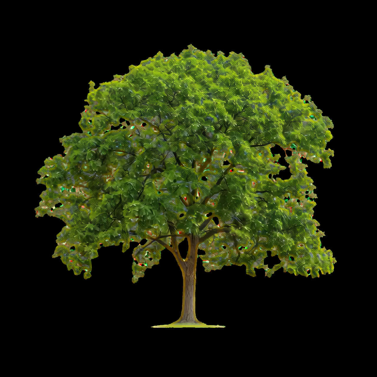 Lush green tree illustration animation isolated asset, transparent 4K ...