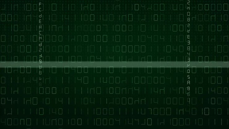 dynamic digital background with scrolling glowing green binary code, symbolizing advanced technology, data, and futuristic interconnected networks, loopable animation