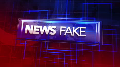 animation text fake news and news intro graphic with lines and map in studio