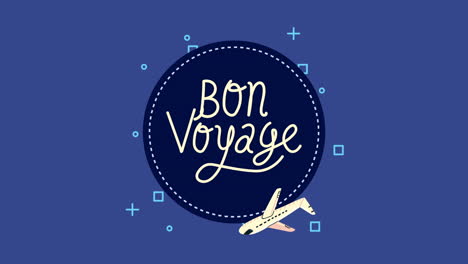 bon voyage lettering with airplane flying around