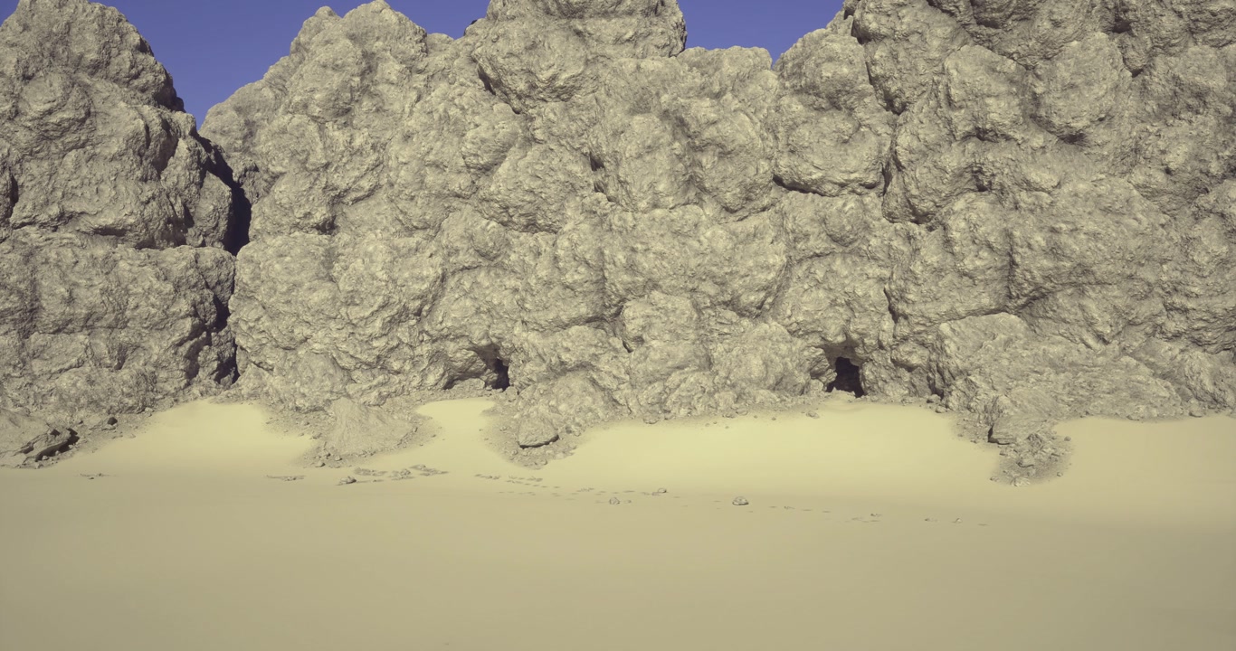 Expansive fields of drifting sand paired with jagged stone structures