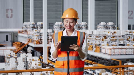 warehouse worker using tablet