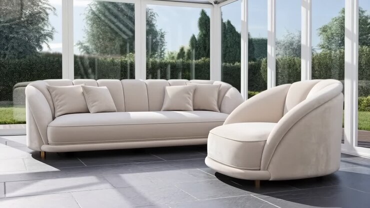 Interior de salón con sofá y sillón