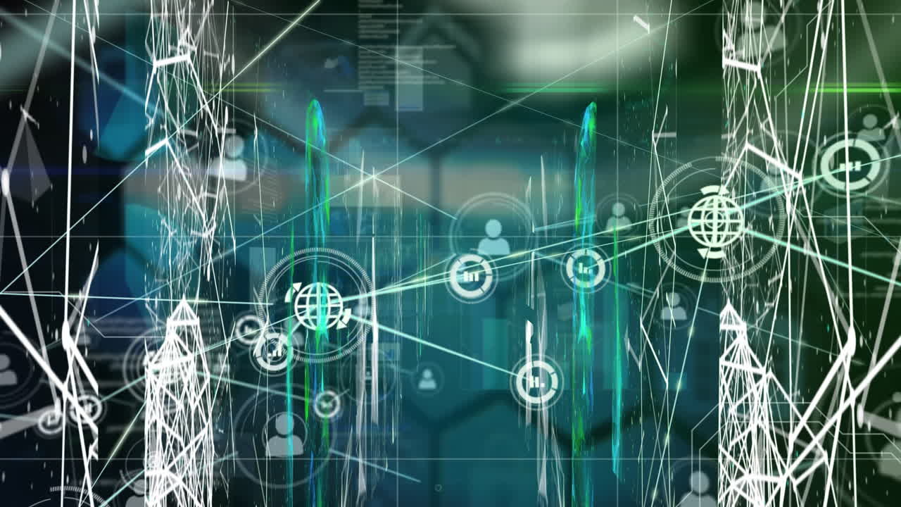 animación de conexiones sobre hexágonos y conexiones