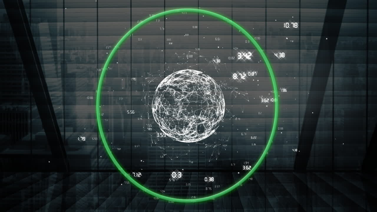 디지털 네트워크 영역 및 데이터 포인트 애니메이션 현대 사무실 배경