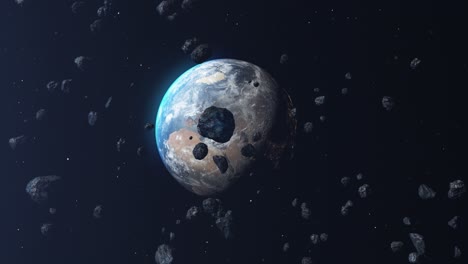 la tierra bajo ataque de asteroides