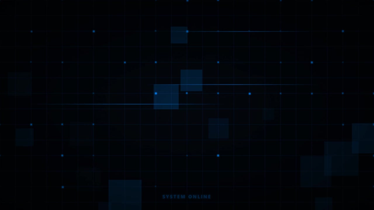 Digital Technology Background with Moving Blue Grid Lines and Squares