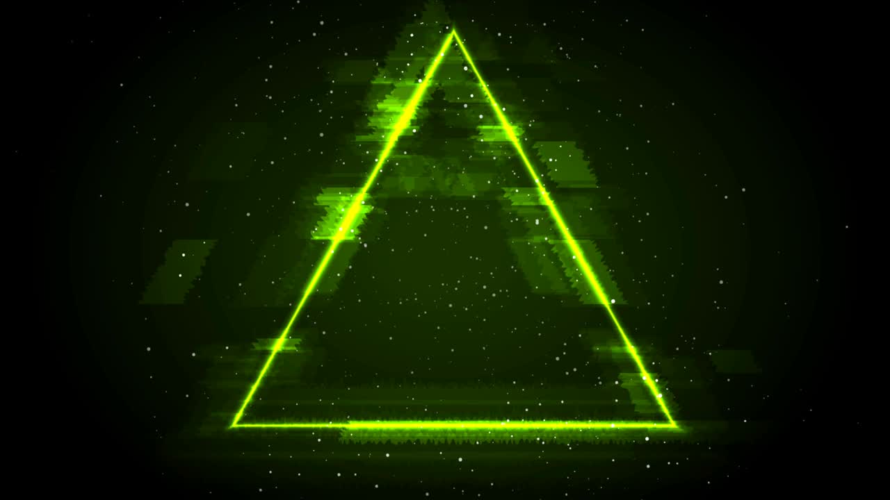 레트로 퓨처리스트 추상 하이테크 모션 배경과 글리치 삼각형