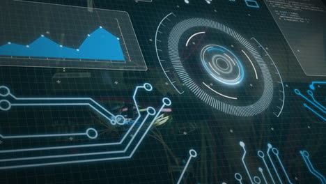 animación del procesamiento de datos en una pantalla digital