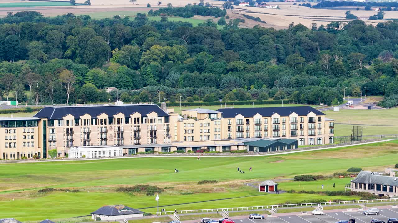Golf Course Landscape with Hotel Building