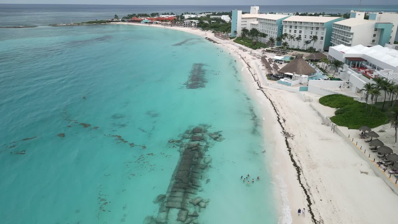 Cancun Coastline Beach with Blue Calm Waters in Paradise Mexico