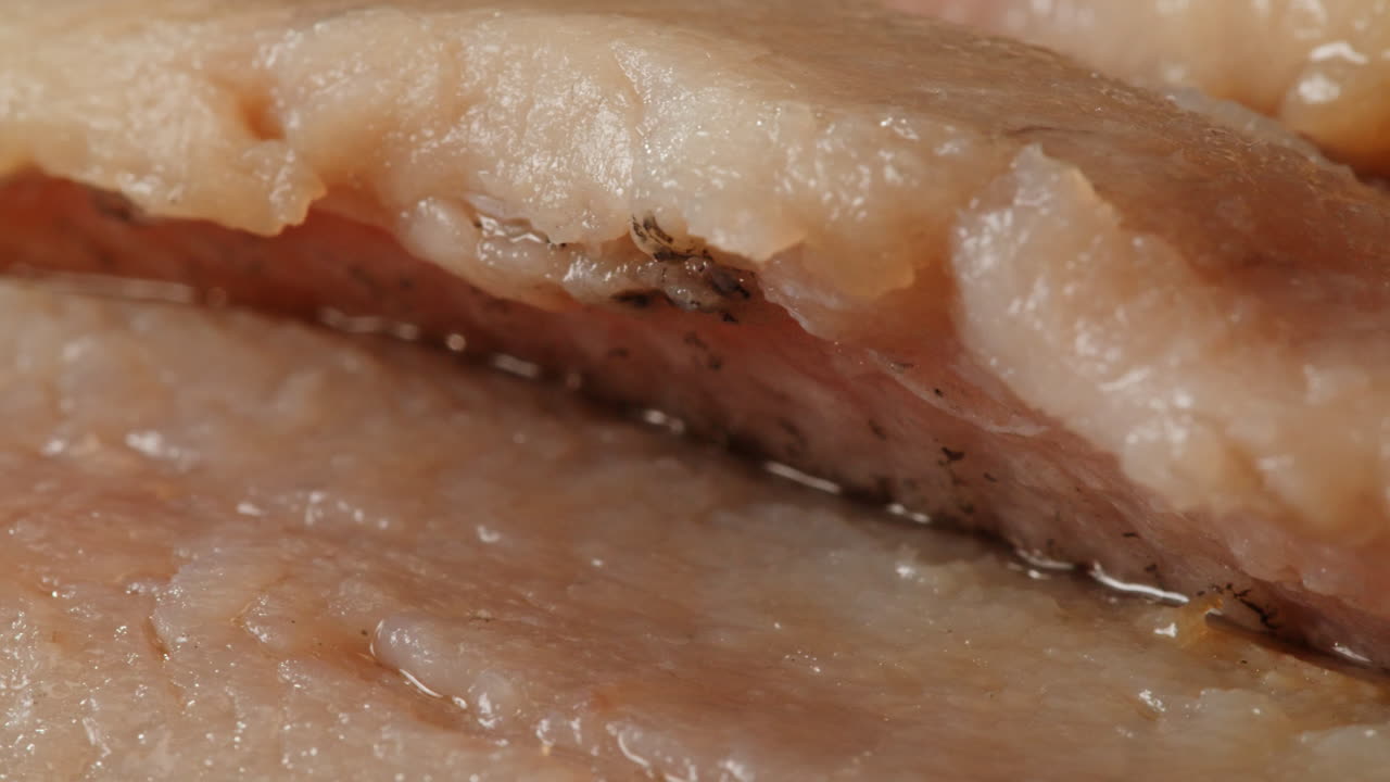 Close-up view of sliced fish