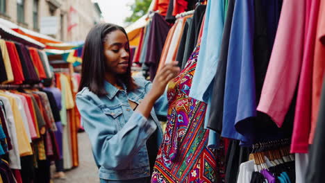 woman shopping at a street market