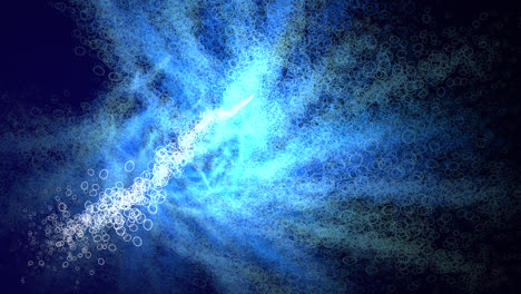 docenas de misiles dirigidos a un solo punto se disipan en una nebulosa formada por pequeñas burbujas