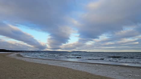 unusual strands of clouds over the gulf of gdansk, poland
