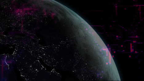 earth from space with digital data processing animation over dark background
