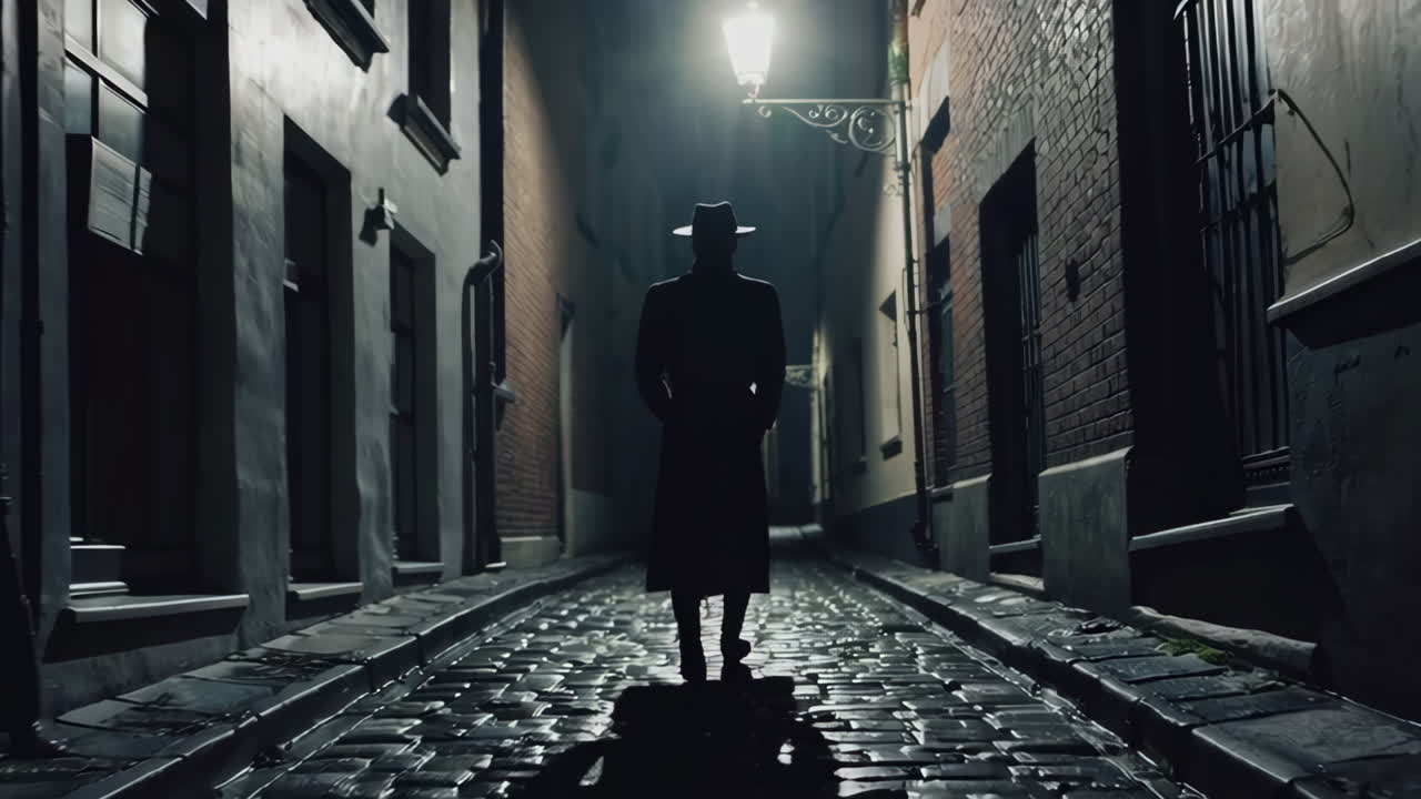 Mysterious Man in a Night Alley