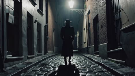 mysterious man in a night alley
