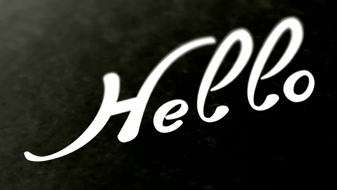 "Hello" on the page. Looping footage has 4K resolution.