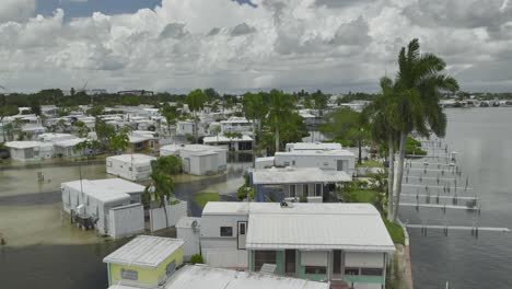 houses on the coast of florida flooded with sea level rise and king tide