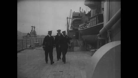 king george v converses with his fighting admiral sir david beatty on the deck of the queen elizabeth