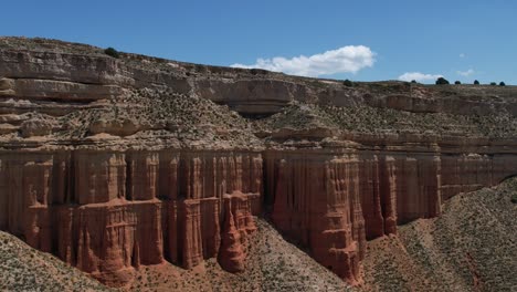 Awesome-aerial-view-of-Red-Canyon-dessert-in-Teruel,-Spain